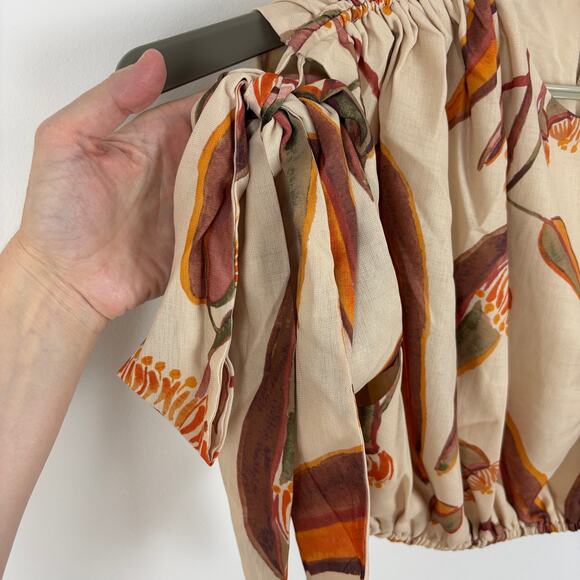 Andrea Iyamah NEW Halima Crop Top Tan Eucalyptus Print XL resort tropical - Picture 7 of 14